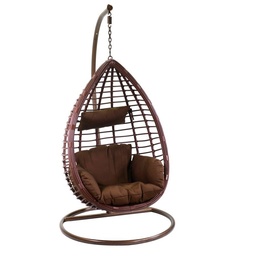 [S-V6445580000] Dondolo pensile in polyrattan con cuscino e supporto 90x70x200h cm