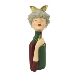 [S-V8542720000] Statuetta Donna con Rossetto Verde - 16,5x12x32 cm