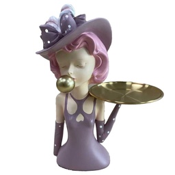 [S-V8542810000] Statuetta in resina rosa, dimensioni cm22,8x13,3h31