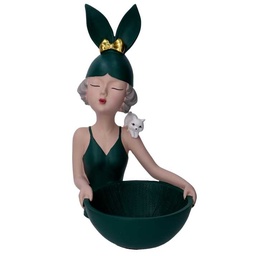 [S-V8543020000] Svuotatasche verde in resina per donna, dimensioni 17x19x32 cm