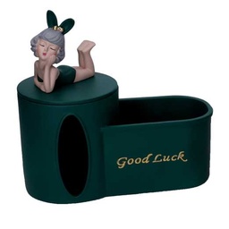 [S-V8543080000] Svuotatasche verde in resina per la casa - 22x12x24 cm