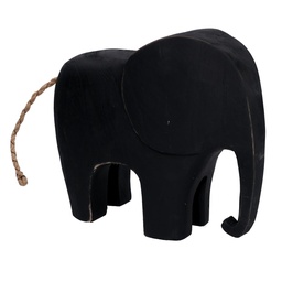 [S-V9181720000] Elefante Nero Grande in Legno - Dimensioni 28x8x25 cm