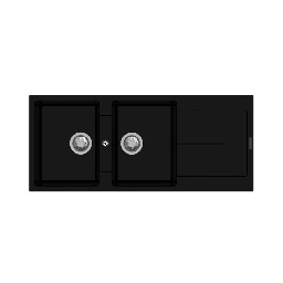 [S-FZ98997] Enigma D200 lavello 2 vasche e gocciolatoio nero