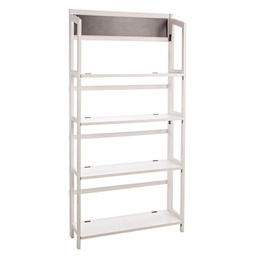 [S-B0721252] Espositore 4-piani rettangolari con lavagna in legno stile rustico - Misure: 90x29x190 cm