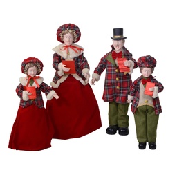[S-V6328690000] Set di 4 pezzi in tessuto rosso scozzese per la famiglia Cantori - Dimensioni: 21x15x70 cm