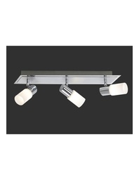 [S-TRIO821410305] Faretto a 3 Spot Led Cromo e Vetro Bianco L50 cm