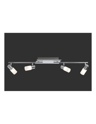 [S-TRIO821410405] Faretto Orientabile Clapton 4 Spot LED Cromo e Vetro Bianco L96 cm