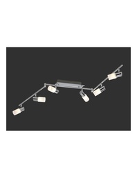 [S-TRIO821410605] Faretto Orientabile Clapton 6 Spot LED Cromo e Vetro Bianco L150 cm