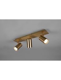 [S-TRIO802400304] Faretto Orientabile Marley 3 Spot Ottone Invecchiato L48 cm