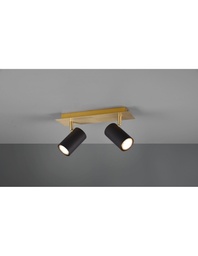 [S-TRIO802400280] Faretto Marley Base Oro 2 Spot Cilindrici Neri Orientabili Trio Lighting