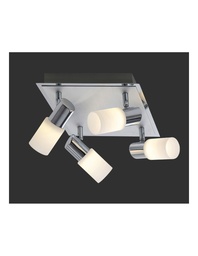 [S-TRIO821430405] Faretto Quadrato Clapton 4 Spot Led Cromo E Vetro Bianco 23x23 cm