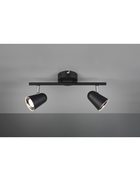 [S-TRIOR82122132] Faretto Nero 2 Spot Led L34 cm