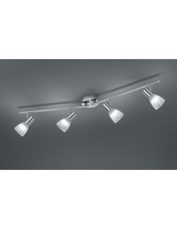 [S-TRIOR82231407] Faretto Visto 4xE14 Led Nichel E Vetro Alabastro L90 cm Trio Lighting