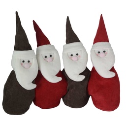 [S-V6182190000] Fermaporta tessuto Babbo Natale rosso marrone cm38x8h32