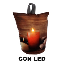[S-V6162710000] Fermaporta tessuto candele led marrone cm11x19
