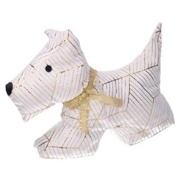 [S-V6182140000] Fermaporta tessuto cane bianco cm35x5h26