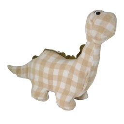 [S-V1870980000] Fermaporta in tessuto con motivo dinosauro quadretti crema 37x14h35