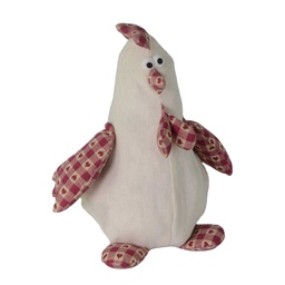 [S-V1870820000] Fermaporta in tessuto gallo bianco 17x14 cm, altezza 25 cm