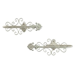 [S-V6436880000] Coppia di fermatende in ferro bianco cm26x10h9,5