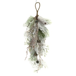 [S-V6327720000] Festone innevato con pigne verde cm64x8h25