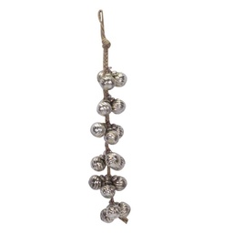 [S-V60766100AR] Festone vetro pallina argento filo 18 pezzi 45x45 cm