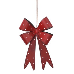 [S-V6173350000] Fiocco metallo rosso cm34x20,5h5,5 - Decorazione natalizia