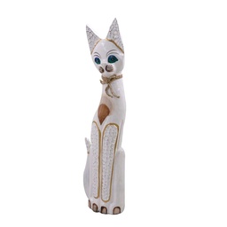 [S-V1869210000] Gatto legno bianco beige 13x5x60 cm