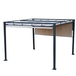 [S-V7403230000] Gazebo Maine con pergola in acciaio 3x3 cm con tende laterali