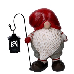 [S-V6168550000] Gnomo in Resina con Lanterna Rosso 38x20x40 cm