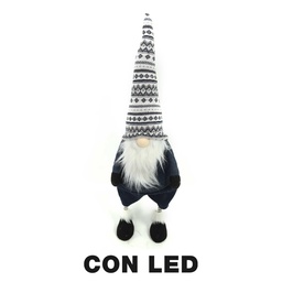 [S-V6193340000] Gnomo tessuto con led grigio cm23x18h70