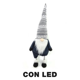 [S-V6193380000] Gnomo tessuto con led grigio 30x22x85 cm