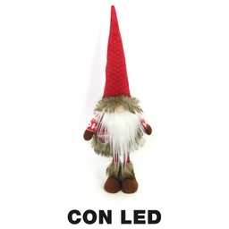 [S-V6193470000] Gnomo di stoffa con led rosso 19x14x56 cm