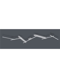 [S-TRIO674610707] Plafoniera Applique Retro-illuminata con 7 Bacchette Orientabili Acciaio Satinato L. 345cm Moderno LED