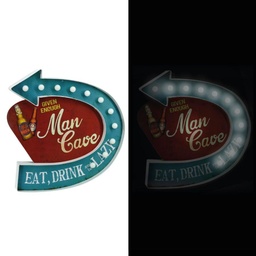 [S-V4609440000] Insegna Metallo Rosso Blu con LED - 46,5x45,8x5 cm