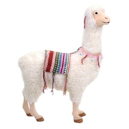 [S-V8530220000] Lama bianco con campanellini - Peluche decorativo per casa e ufficio - Misure: 26 x 64 x 90 cm
