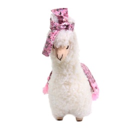 [S-V8530280000] Lama bianco con fiocco fiorellini rosa 22x11x33 cm