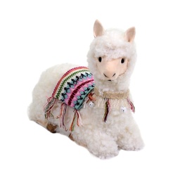 [S-V8530300000] Lama bianco seduto con campanellini 28x13x29 cm