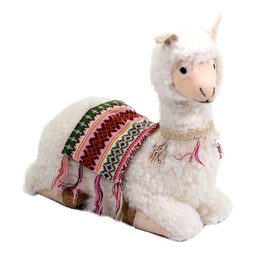 [S-V8530290000] Lama bianco seduto con campanellini 37,5x17x37 cm