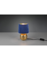 [S-TRIOR50821012] Lampada Comodino Sophia Ceramica Oro E Paralume Velluto Blu Trio Lighting