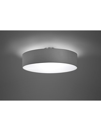 [S-TRIO603900311] Lampada da Soffitto 3 Luci Paralume Stoffa Grigia