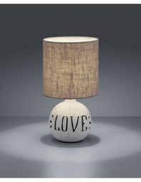 [S-TRIOR50661025] Lampada Da Tavolo Esna Ceramica &quot;LOVE&quot; E Paralume Cappuccino Ø16 cm Trio Lighting