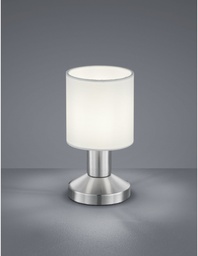 [S-TRIO595400101] Lampada Da Tavolo Garda Nichel E Tessuto Bianco Ø9 cm Trio Lighting