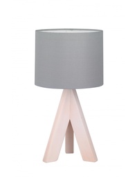 [S-TRIOR50741042] Lampada Da Tavolo Ging Treppiede Legno E Tessuto Grigio Ø17 cm Trio Lighting