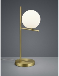 [S-TRIO502000108] Lampada da Tavolo Sfera Vetro Bianco Ottone 1xE14