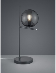 [S-TRIO502000142] Lampada da Tavolo Sfera Vetro Fumé Antracite 1xE14