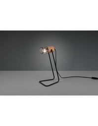 [S-TRIO504300132] Lampada da Tavolo Tosh Nero Legno e Gabbia Metallica H40 cm