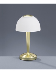 [S-TRIO529990103] Lampada da Tavolo Ventura LED Touch Ottone e Vetro Bianco Ø15 cm