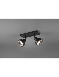 [S-TRIO800700232] Lampada da Soffitto Rettangolare 2 Spot Orientabili Leon Nero