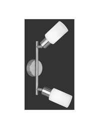 [S-TRIOR80012007] Lampada Soffitto Nichel 2 Spot Paralume Vetro Orientabili Mars Trio Lighting