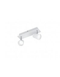 [S-TRIO873170231] Lampada Soffitto e Parete 2 Faretti Spot Orientabili Bianco
